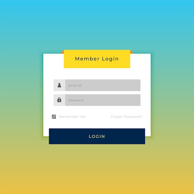 sjabloon van het loginformulier van het lid voor toegang tot het webprofiel