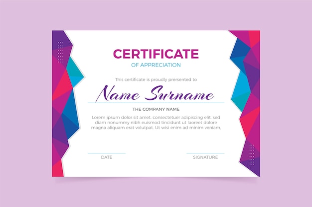 Sjabloon voor abstract geometrisch certificaat