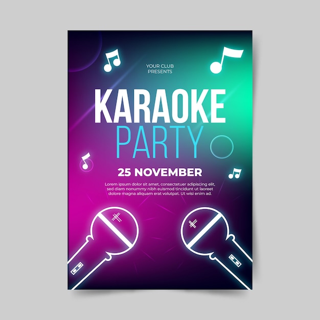 Gratis vector sjabloon voor abstract karaoke-poster