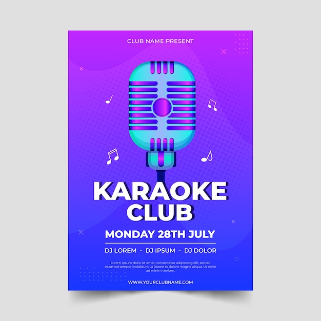 Gratis vector sjabloon voor abstract karaoke-poster