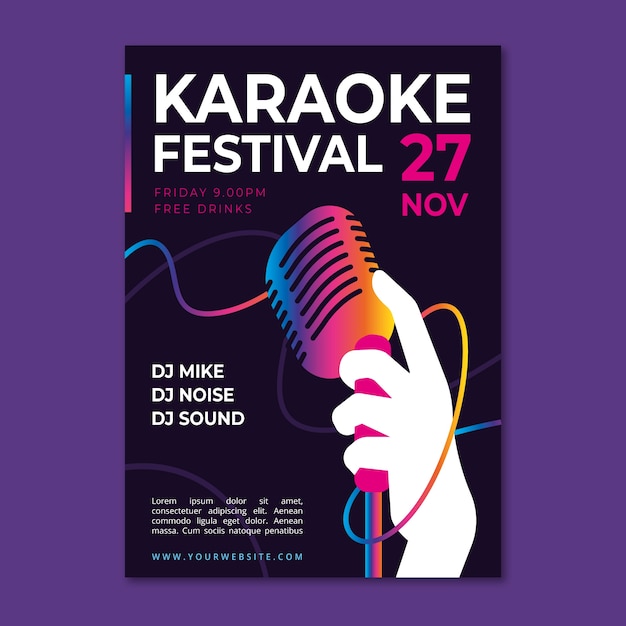 Gratis vector sjabloon voor abstract karaoke-poster