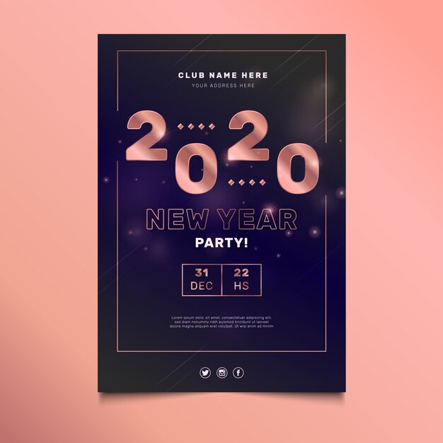 Sjabloon voor abstract Nieuwjaar 2020-feestaffiche