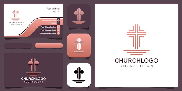 Sjabloon voor abstract symbool cross logo voor kerken en christelijke organisaties.