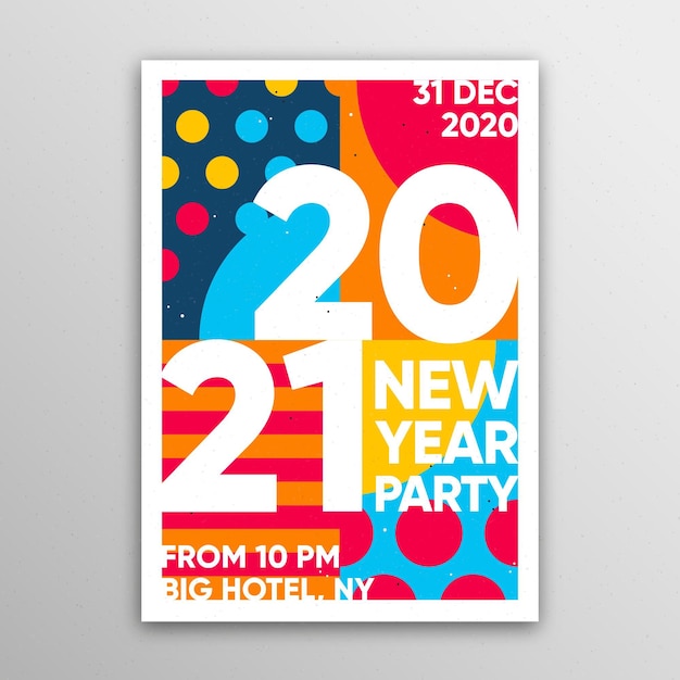 Sjabloon voor abstract typografisch nieuwjaar 2021 partij folder