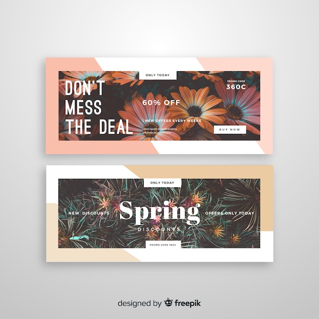 Sjabloon voor abstract verkoop banners met foto