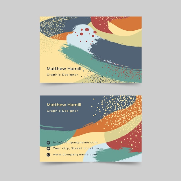 Sjabloon voor abstract visitekaartjes met pastel gekleurde vlekken