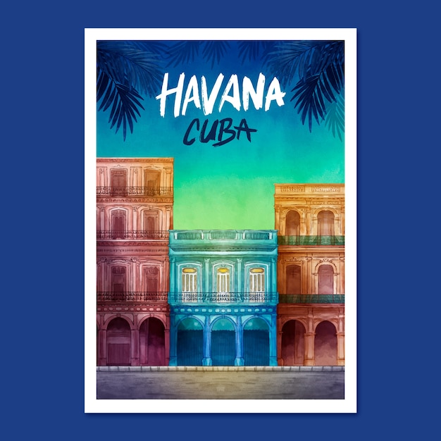 Gratis vector sjabloon voor aquarel cuba-posters