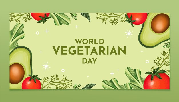 Sjabloon voor aquarel horizontale banner voor wereld vegetarische dag
