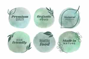 Gratis vector sjabloon voor aquarel vegetarische badges