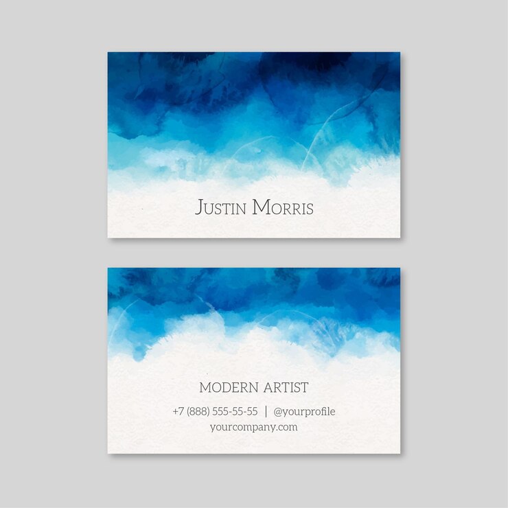 Gratis Vector sjabloon voor aquarel verf-ondergedompeld visitekaartjes