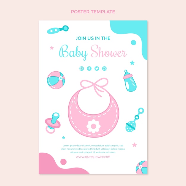 Gratis vector sjabloon voor babydouche-poster