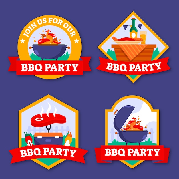 Gratis vector sjabloon voor barbecue-feestlabels