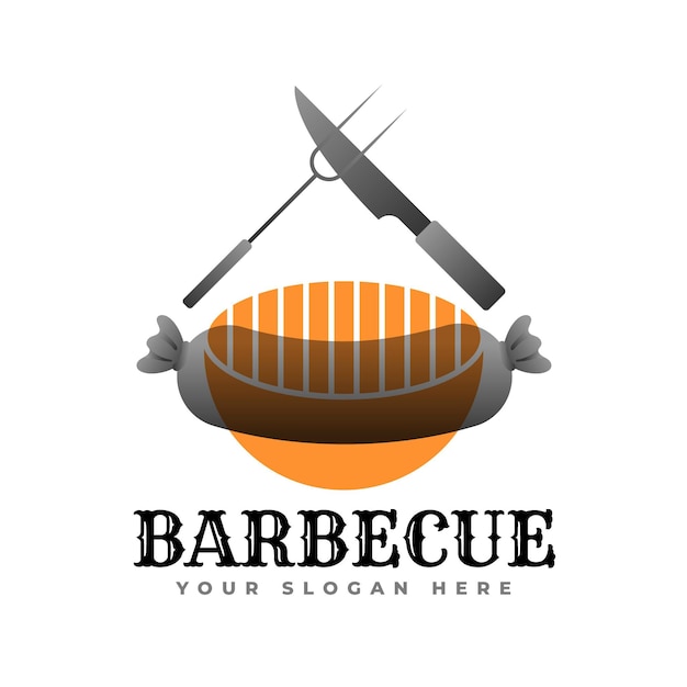 Gratis vector sjabloon voor barbecue-logo met kleurovergang