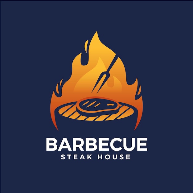 Sjabloon voor barbecue-logo met kleurovergang