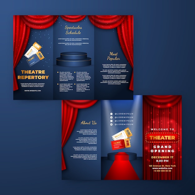 Gratis vector sjabloon voor bedrijfsbrochure voor theatervoorstelling