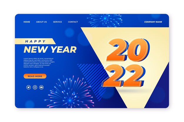 Sjabloon voor bestemmingspagina's met verloop voor het nieuwe jaar