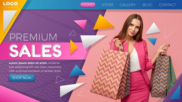 Sjabloon voor bestemmingspagina's met verloopverkoop met foto