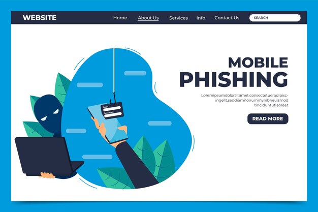 Sjabloon voor bestemmingspagina's voor mobiele phishing