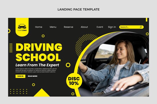 Sjabloon voor bestemmingspagina's voor platte rijschool