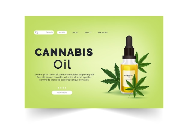 Gratis vector sjabloon voor bestemmingspagina voor cannabisolie