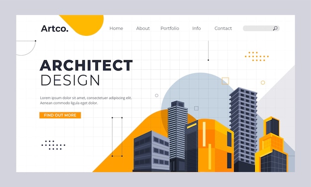 Sjabloon voor bestemmingspagina voor plat ontwerparchitectuurproject