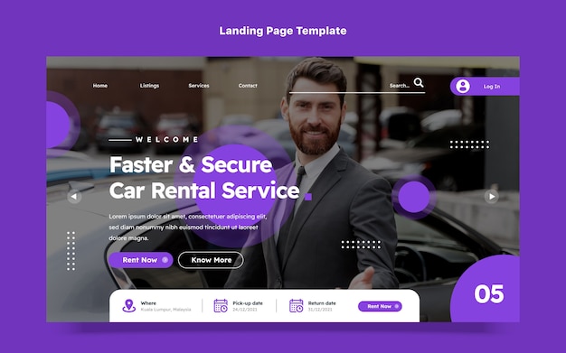 Sjabloon voor bestemmingspagina voor platte autoverhuur