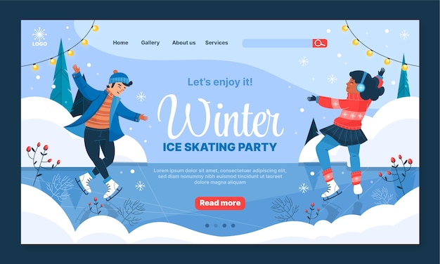 Gratis vector sjabloon voor bestemmingspagina voor winterfeest