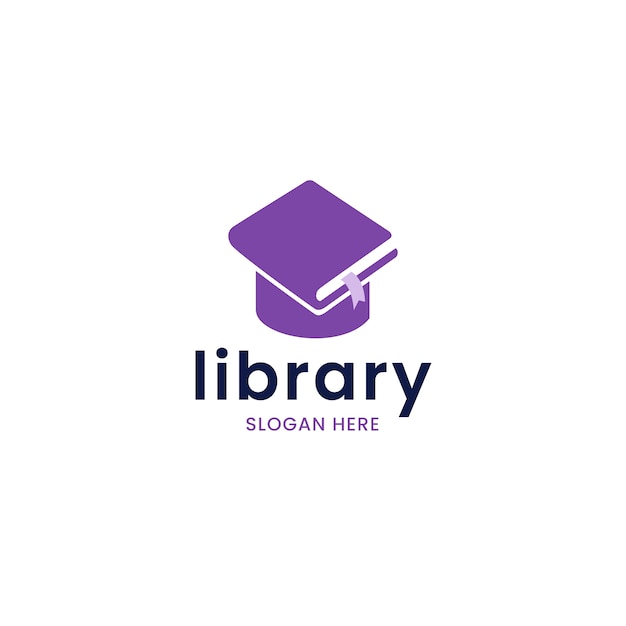 Sjabloon voor bibliotheeklogo met plat ontwerp