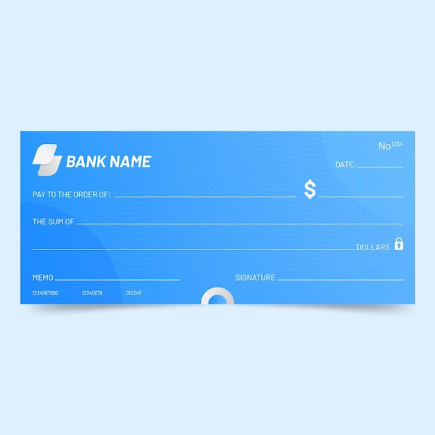 Gratis vector sjabloon voor blanco cheque met verloop