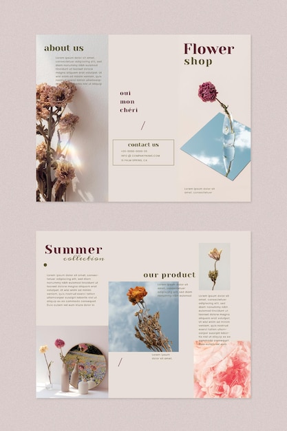 Gratis vector sjabloon voor bloemenwinkelbrochure