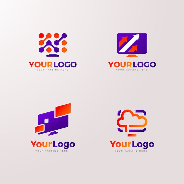 Gratis vector sjabloon voor computerlogo met verloop