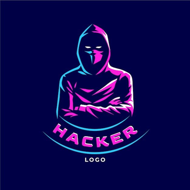 Gratis vector sjabloon voor creatief hacker-logo