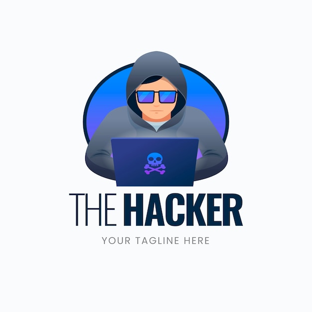 Gratis vector sjabloon voor creatief hacker-logo