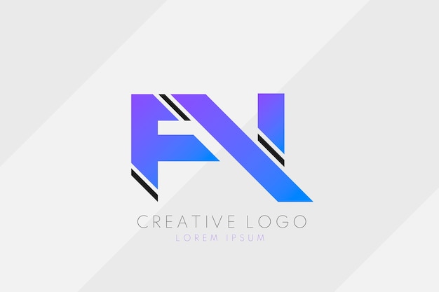 Gratis vector sjabloon voor creatief professioneel fn-logo