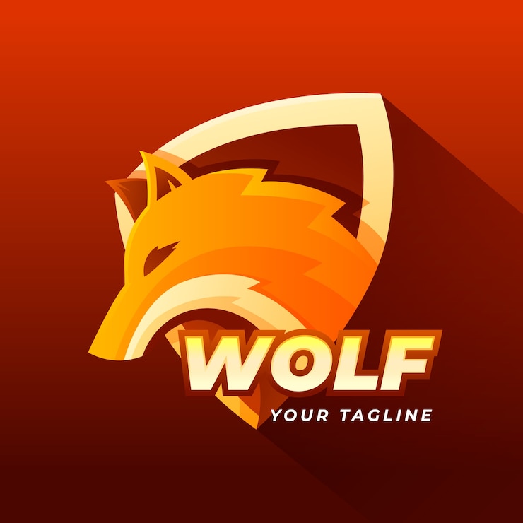 Gratis Vector sjabloon voor creatief wolfpack-logo met kleurovergang