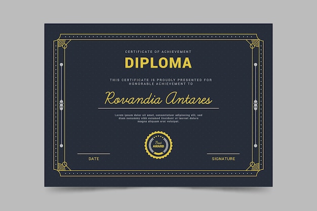 Gratis vector sjabloon voor diploma-certificaat