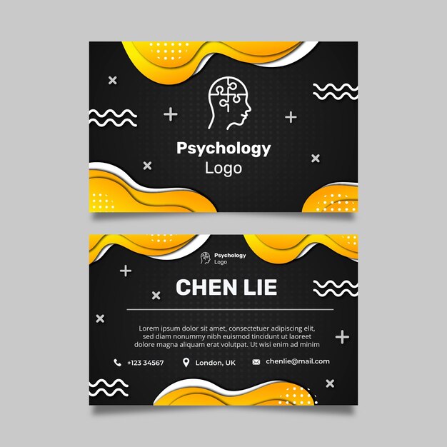 Sjabloon voor dubbelzijdige horizontale visitekaartjes voor psychologie