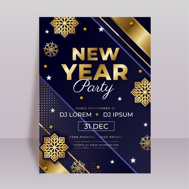 Sjabloon voor flyer voor nieuwjaarsfeest met kleurovergang