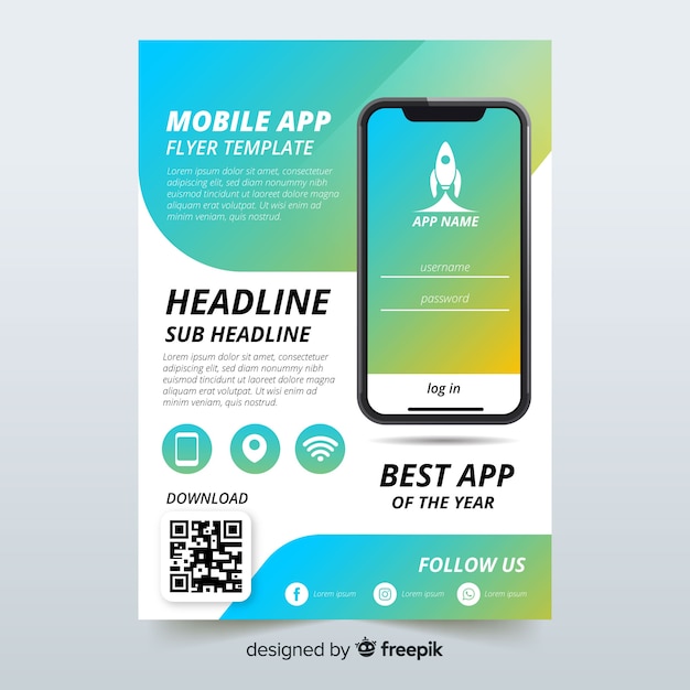 Sjabloon voor flyers voor mobiele app