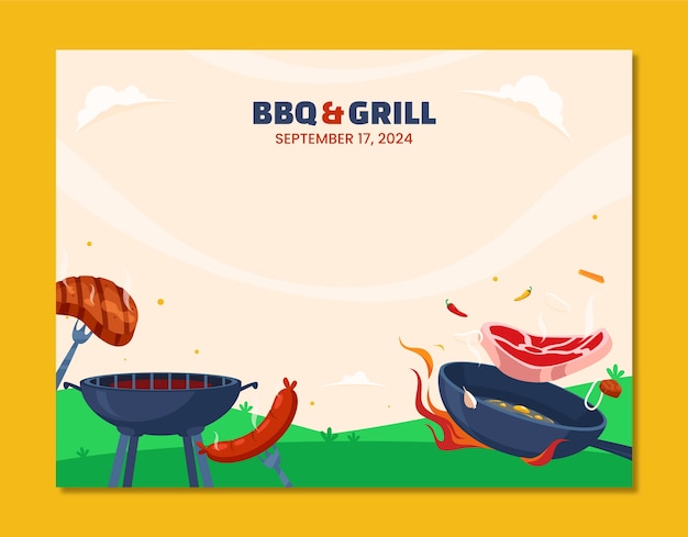 Gratis vector sjabloon voor fotooproep voor een barbecuefeest