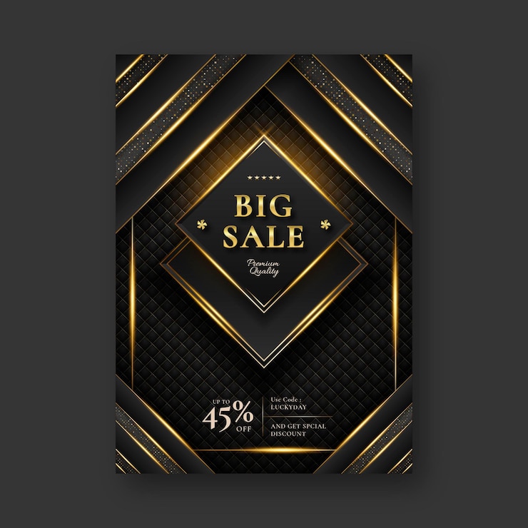 Gratis Vector sjabloon voor gouden luxe verkoopfolder