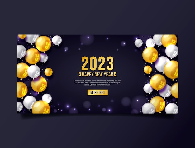 Gratis vector sjabloon voor gradiënt nieuwjaar 2023 horizontale banner