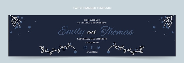 Gratis vector sjabloon voor handgetekende bruiloft twitch-banner