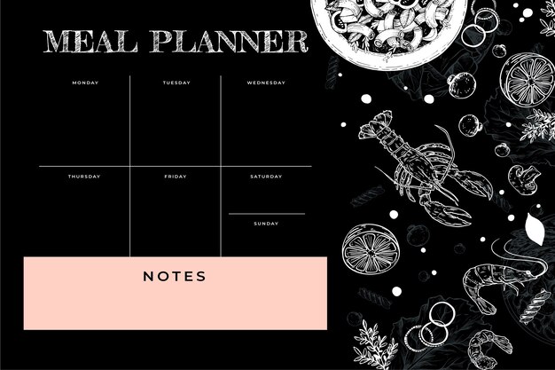 Sjabloon voor handgetekende maaltijdplanner
