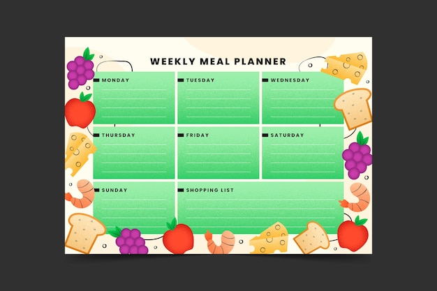 Sjabloon voor handgetekende maaltijdplanner