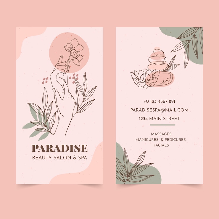 Gratis Vector sjabloon voor handgetekende spa-visitekaartjes