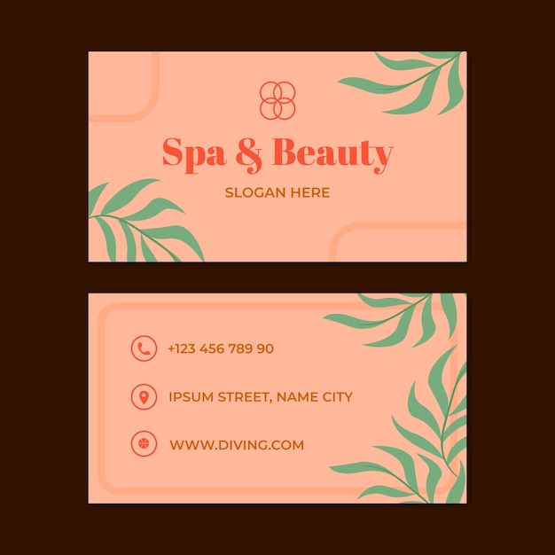 Gratis vector sjabloon voor handgetekende spa-visitekaartjes