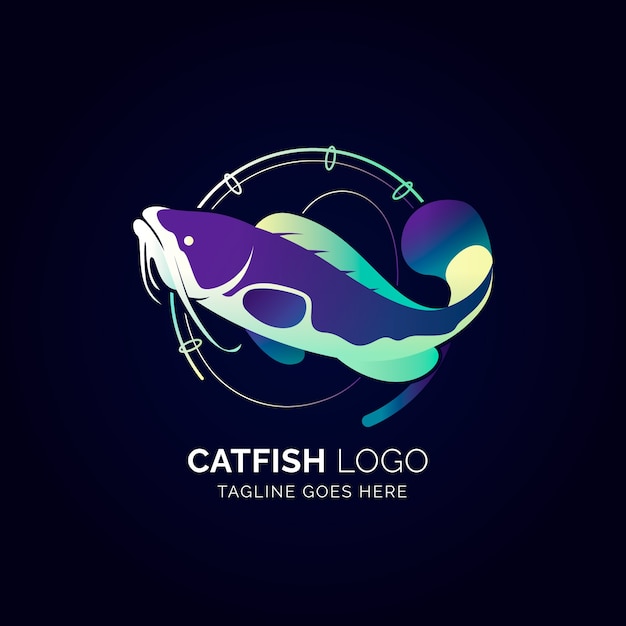 Gratis vector sjabloon voor het ontwerp van het catfish-logo