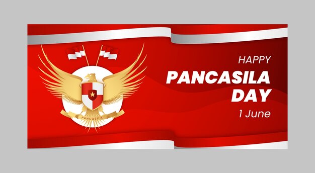 Sjabloon voor horizontale banner met kleurovergang pancasila dag