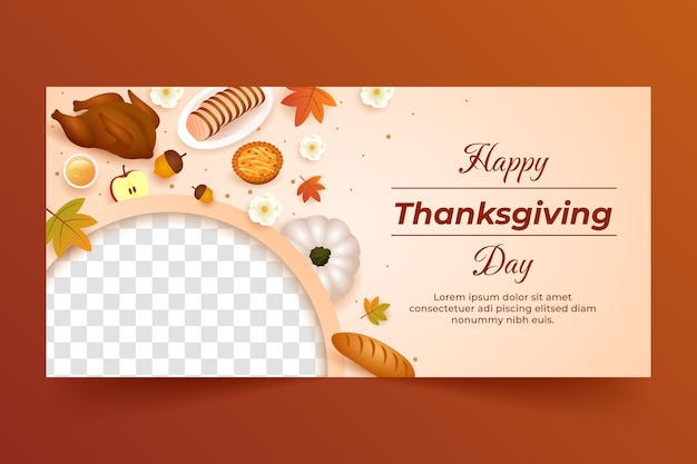 Sjabloon voor horizontale banner met kleurovergang voor thanksgiving day-viering